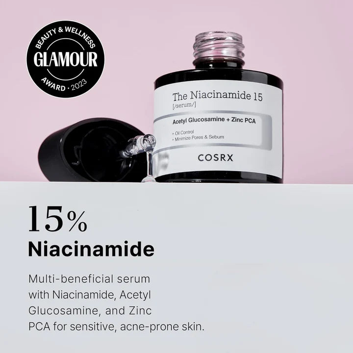 COSRX The Niacinamide 15 Serum 20ML – 15% Niacinamide Serum for Pores, Acne & Oil Control