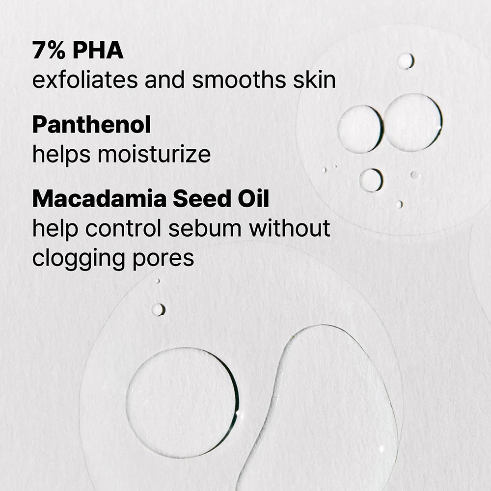 PHA exfoliating serum, pore minimizing serum, gentle exfoliator, Korean skincare serum, acne prone skin serum, skin texture serum,chemical exfoliant, smooth skin serum, sensitive skin exfoliation, pore care serum - Makeup Stash Pakistan
