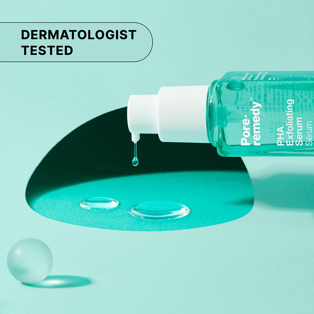 PHA exfoliating serum, pore minimizing serum, gentle exfoliator, Korean skincare serum, acne prone skin serum, skin texture serum,chemical exfoliant, smooth skin serum, sensitive skin exfoliation, pore care serum - Makeup Stash Pakistan
