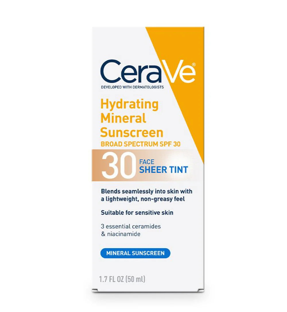 cerave mineral sunscreen, spf 30 sunscreen Pakistan, tinted sunscreen, face sunscreen tinted, hydrating sunscreen, mineral sunscreen face, zinc oxide sunscreen, niacinamide sunscreen, sheer tint sunscreen, fragrance free sunscreen - Makeupstashpk