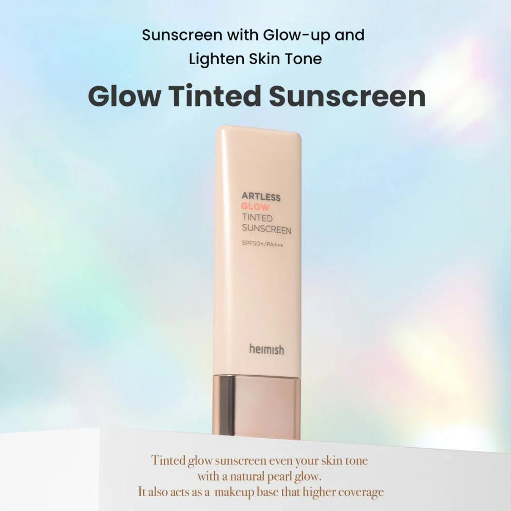 Heimish - Artless Glow Tinted Sunscreen Shine Beige SPF50+ PA+++ 40ml - Makeup Stash Paistan