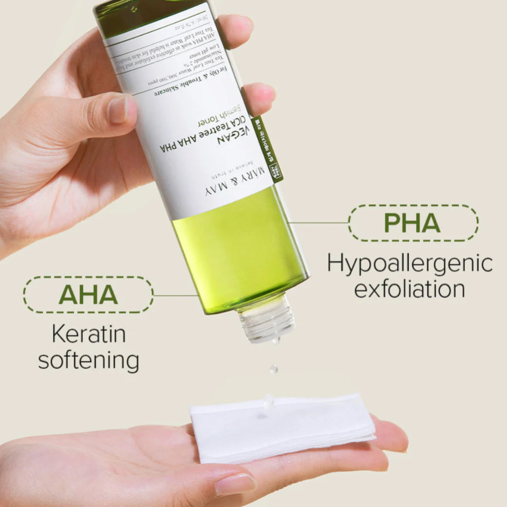 Mary & May - Cica Tea Tree AHA PHA blemish Toner 30ml - Makeup Stash Pakistan
