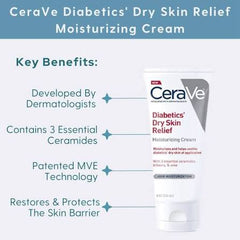 CeraVe Diabetics Cream, Diabetic Skin Care, Dry Skin Cream, Moisturizing Cream, Extra Dry Skin, Ceramide Cream, Sensitive Skin Care, Skin Barrier Repair, Urea Cream, Fragrance Free Moisturizer,- Makeup Stash Pakistan