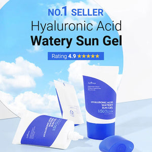 watery sun gel, hyaluronic acid watery sun gel, isntree sunscreen, korean sunscreen, SPF50 sunscreen, PA++++ sunscreen, hydrating sunscreen, korean skincare, facial sunscreen, lightweight sunscreen, sunscreen for sensitive skin - Makeup Stash Pakistan