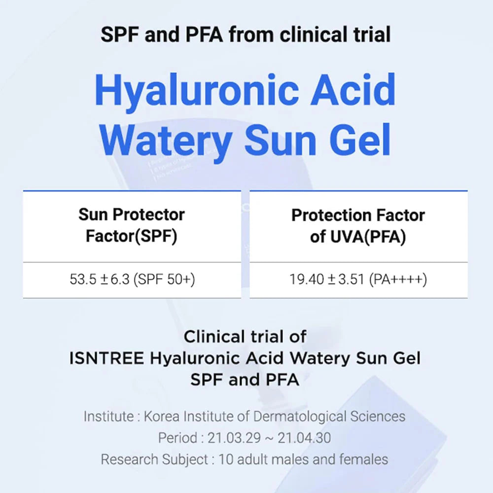 watery sun gel, hyaluronic acid watery sun gel, isntree sunscreen, korean sunscreen, SPF50 sunscreen, PA++++ sunscreen, hydrating sunscreen, korean skincare, facial sunscreen, lightweight sunscreen, sunscreen for sensitive skin, - Makeup Stash Pakistan