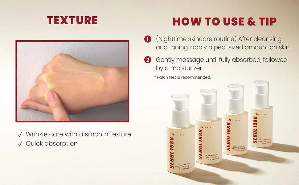 K-Secret - Seoul 1988 Retinal Liposome 2% + Black Ginseng Serum 30ml - Makeup Stash Pakistan