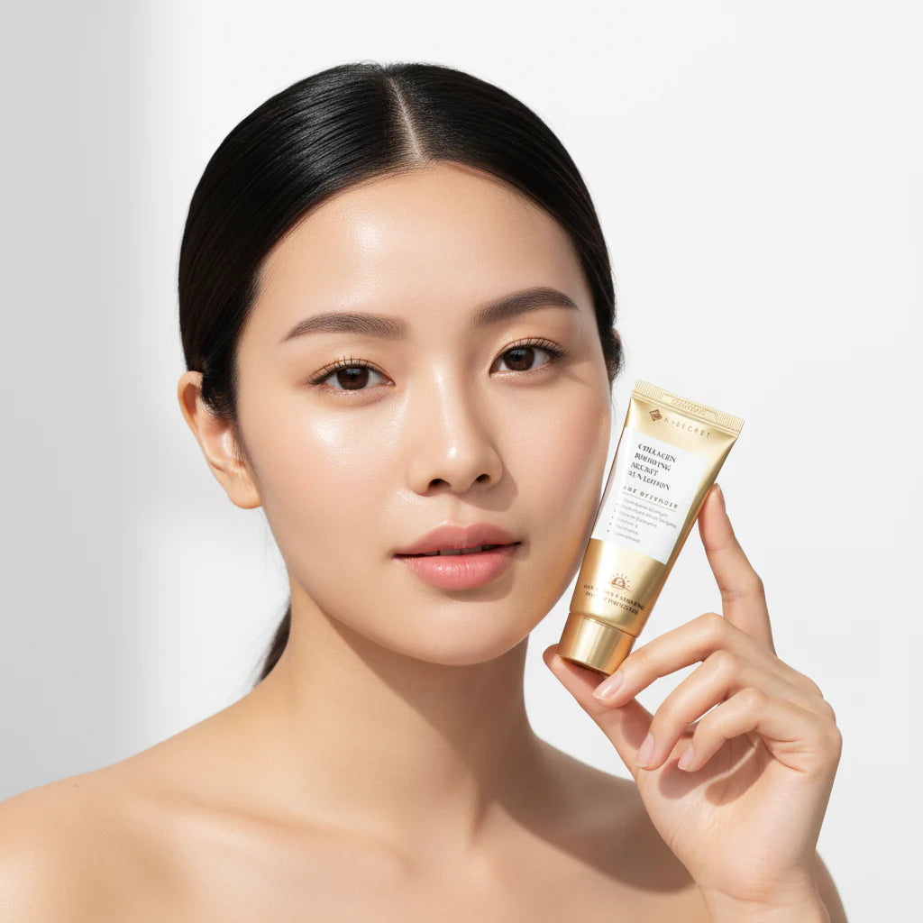 K-Secret Sun Lotion, Korean Sunscreen, Collagen Boosting Sunscreen, SPF Sun Lotion, Korean SPF 50 Sunscreen, Hydrating Sunscreen, Anti Aging Sunscreen, Dewy Finish Sunscreen, Lightweight -Makeupstashpk
