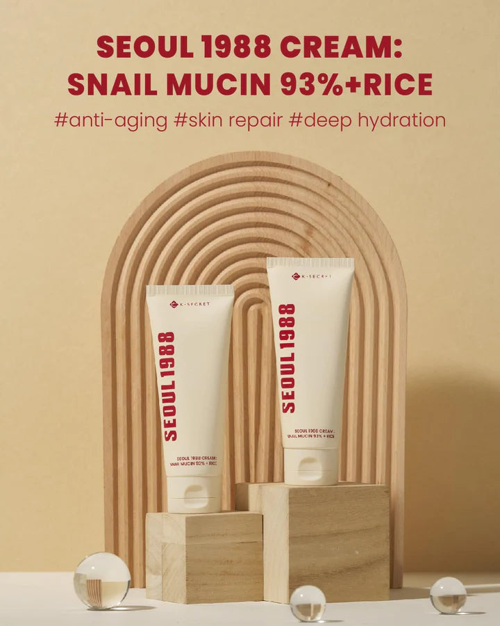 K-Secret - Seoul 1988 Snail Mucin 93% + Rice Cream 100ml - Makeup Stash Pakistan