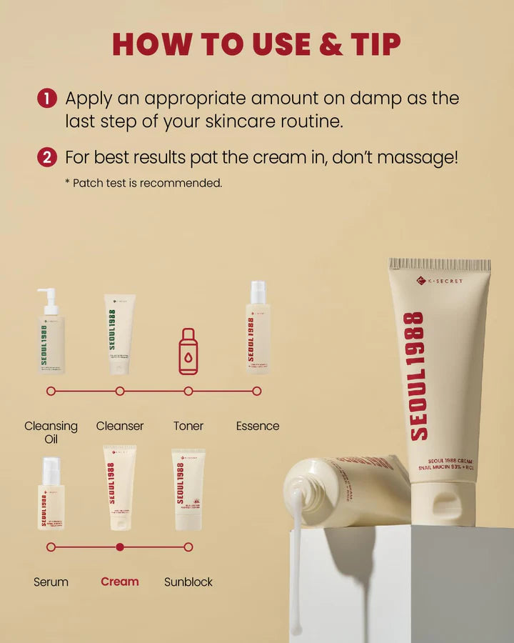 K-Secret - Seoul 1988 Snail Mucin 93% + Rice Cream 100ml - Makeup Stash Pakistan