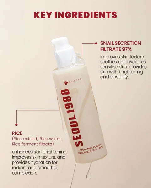 K-Secret - Snail Mucin 97% + Rice Essence 100ml - Makeup Stash Pakistan
