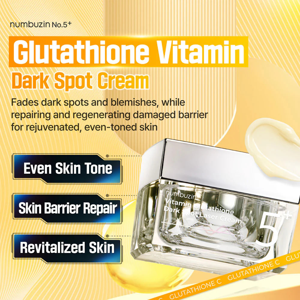 Numbuzin - No.5+ Vitamin Glutathione Dark Spot Laser Cream 50ml - Makeup Stash Pakistan
