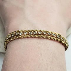 Vintage Gold-Toned Rhinestone Chain Bracelet with Secure Clasp – Elegant & Sparkling