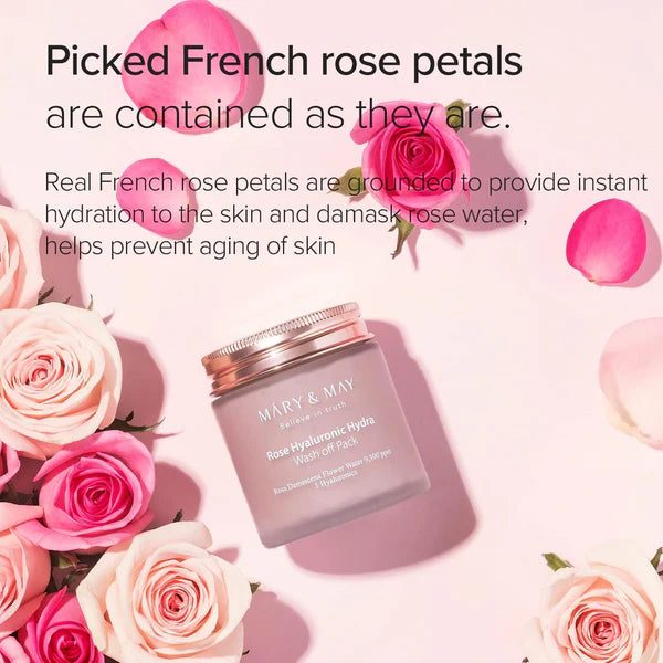 Mary & May - Rose Hyaluronic Hydra Wash Off  Mask 125g  - Makeup Stash Pakistan
