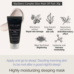blackberry mask, glow mask, wash off mask, brightening mask, antioxidant face mask, korean skincare mask, k beauty mask, glowing skin mask, exfoliating mask, mini face mask, travel size skincare - Makeup Stash Pakistan