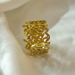 gold plated ring,stainless steel ring,adjustable ring,leaf pattern ring,leaf design jewelry,nature inspired jewelry,hollow out ring,laser cut ring,botanical jewelry,minimalist ring
,gold ring for women - Makeupstashpk