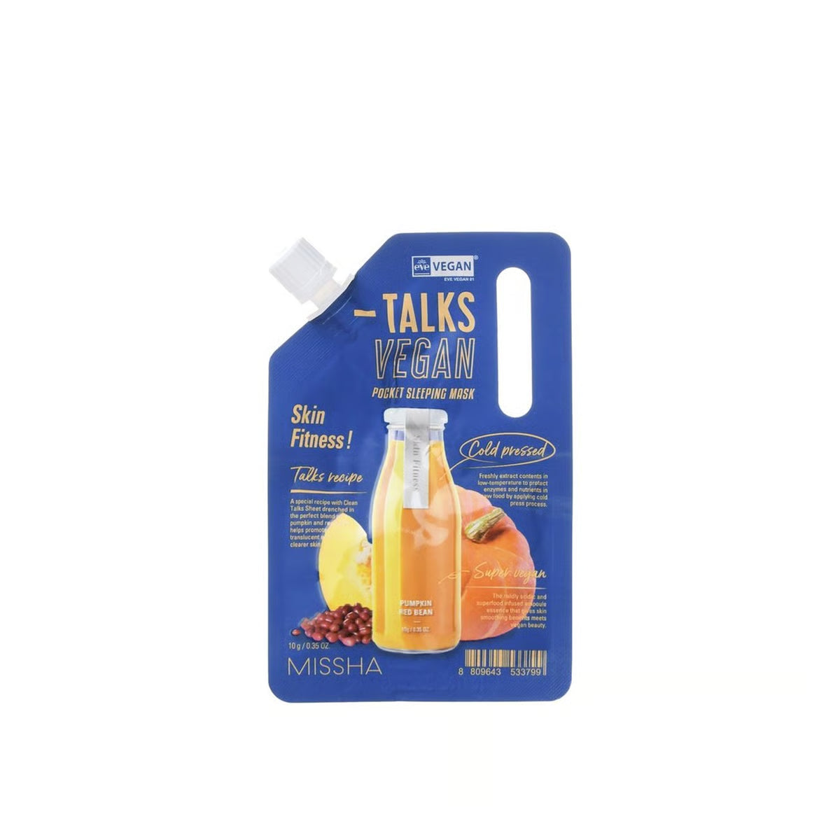 Missha - Talks Vegan Squeeze Pocket Sleeping Mask Skin Fitness Pumpkin + Red Beans 10g - Makeup Stash Pakistan