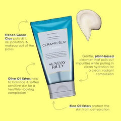 Sunday Riley Ceramic Slip Cleanser, Sunday Riley Cleanser 30ML, Ceramic Slip Cleanser, Sunday Riley Face Wash, Gentle Foaming Cleanser, Facial Cleanser, Hydrating Face Cleanser, Daily Face Wash, Travel Size Cleanser, Non-Stripping Cleanser, Makeup Removing Cleanser - ,Makeupstashpk