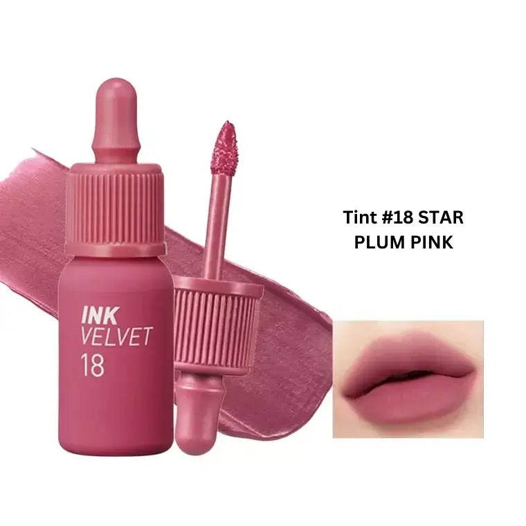 Peripera Ink The Velvet Lip Tint No.18 Star Plum Pink 4g | Soft Matte Korean Lip Tint, Long-Lasting Plum Pink Shade