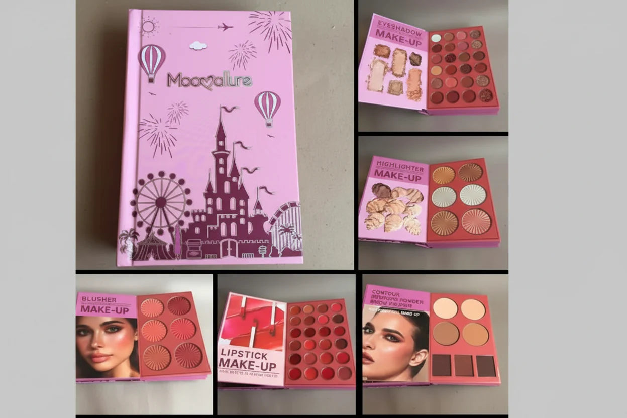 book palette, beginner makeup , complete beauty palette , glam looks, Travel-friendly, highly pigmented, Makeup Kit , Makeupstashpk