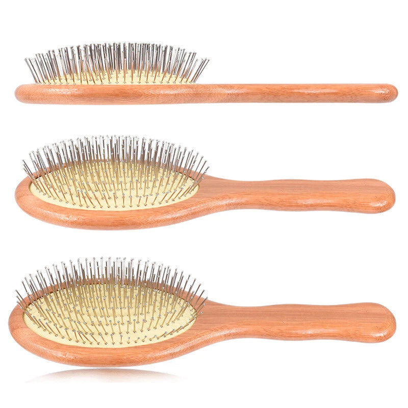 Steel Needle Brush, Detangling Hair Brush, Scalp Massage Brush, Wooden Hair Brush, Hair Care Tools, Anti Frizz Brush, Hair Styling Brush, Wet Dry Hair Brush, Hair Grooming Tools, Smooth Hair Brush - Makeup Stash Pakistan
