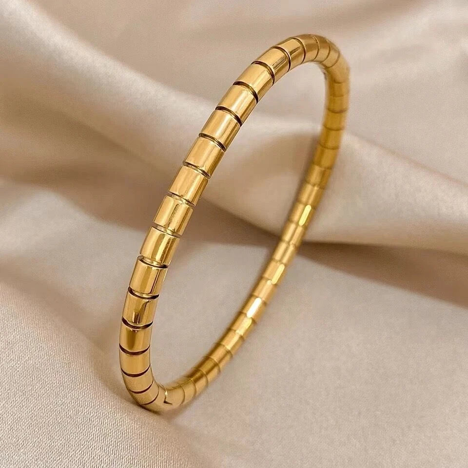 Cartier Bracelet – Gold Plated Stainless Steel | Classic Screw Design Bangle