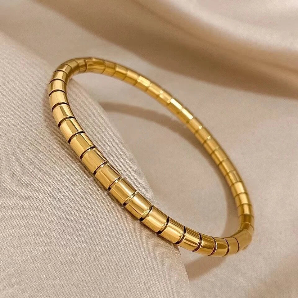 Cartier Bracelet – Gold Plated Stainless Steel | Classic Screw Design Bangle