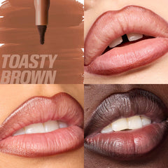 huda beauty lip contour stain, toasty brown lip stain, nude brown lip color, transfer proof lip stain, matte lip stain, long lasting lip contour, huda beauty makeup, nude lip liner stain, waterproof lip stain, brown nude lips, smudge proof lip product, Makeupstashpk