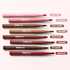 huda beauty lip contour stain, cinnamon lip stain, brown nude lip stain, transfer proof lip stain, matte lip contour, long lasting lip color, huda beauty makeup, warm brown nude lips, waterproof lip stain, smudge proof lip product, everyday nude lip shade,Makeupstashpk
