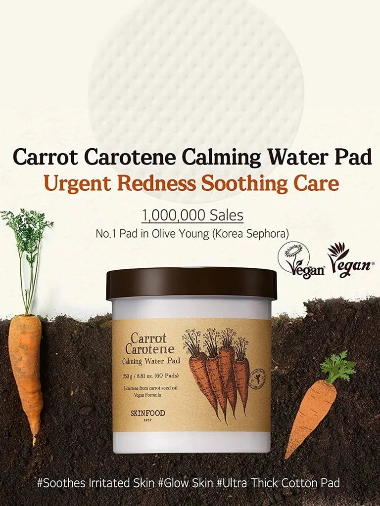 SKINFOOD - Carrot Carotene Calming Water Pad - 60 EA - Makeup Stash Pakistan