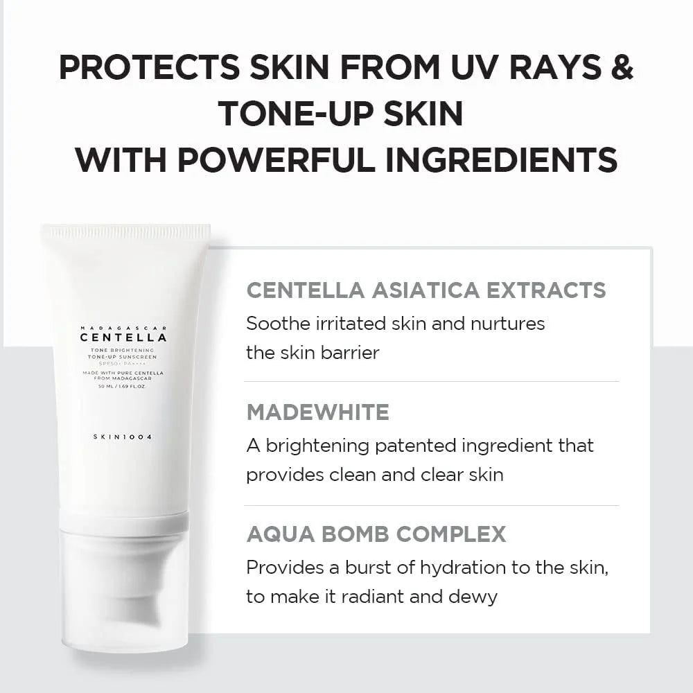 Skin1004 - Madagascar Centella Tone Brightening Tone-Up Sunscreen SPF50+ PA+++ 50ml - Makeup Stash Pakistan
