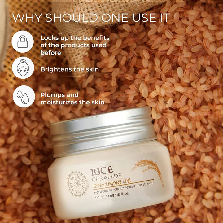 The Face Shop - Rice Ceramide Moisturizing Cream 50ml - Makeup Stash Pakistan