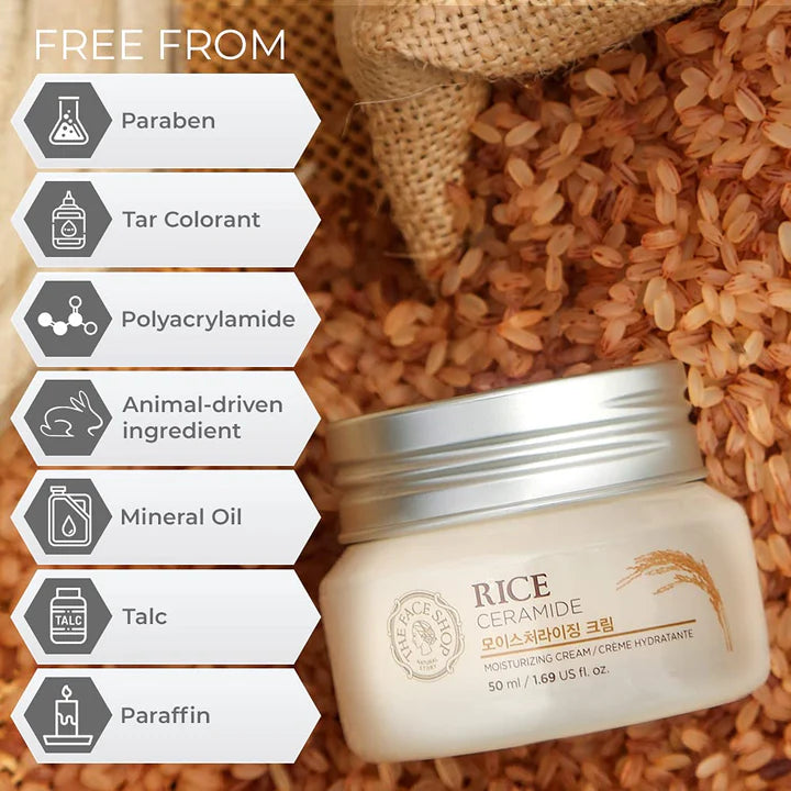 The Face Shop - Rice Ceramide Moisturizing Cream 50ml - Makeup Stash Pakistan