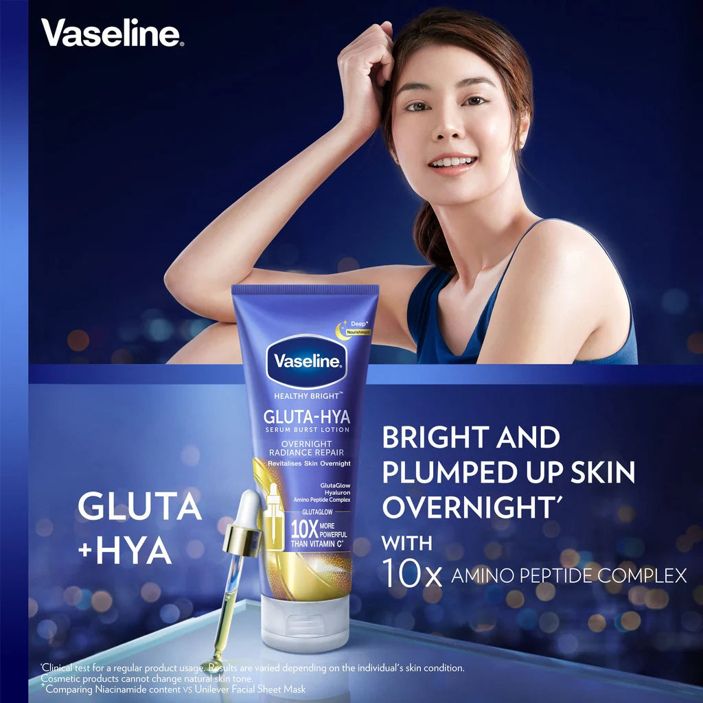 Vaseline,Gluta-Hya,Overnight Lotion,Skin Brightening,Hydrating Lotion,Glutathione Lotion,Makeupstashpk