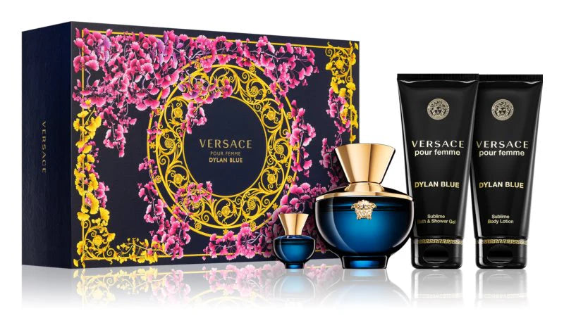 Versace Dylan Blue Pour Femme 4-Piece Gift Set – EDP 100ml + Mini EDP 5ml + Shower Gel 100ml + Body Lotion 100ml