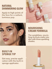 Glow Bloom highlighter ,liquid  , champagne shimmer , radiant face , cream liquid illuminator , long lasting , Makeupstashpk

