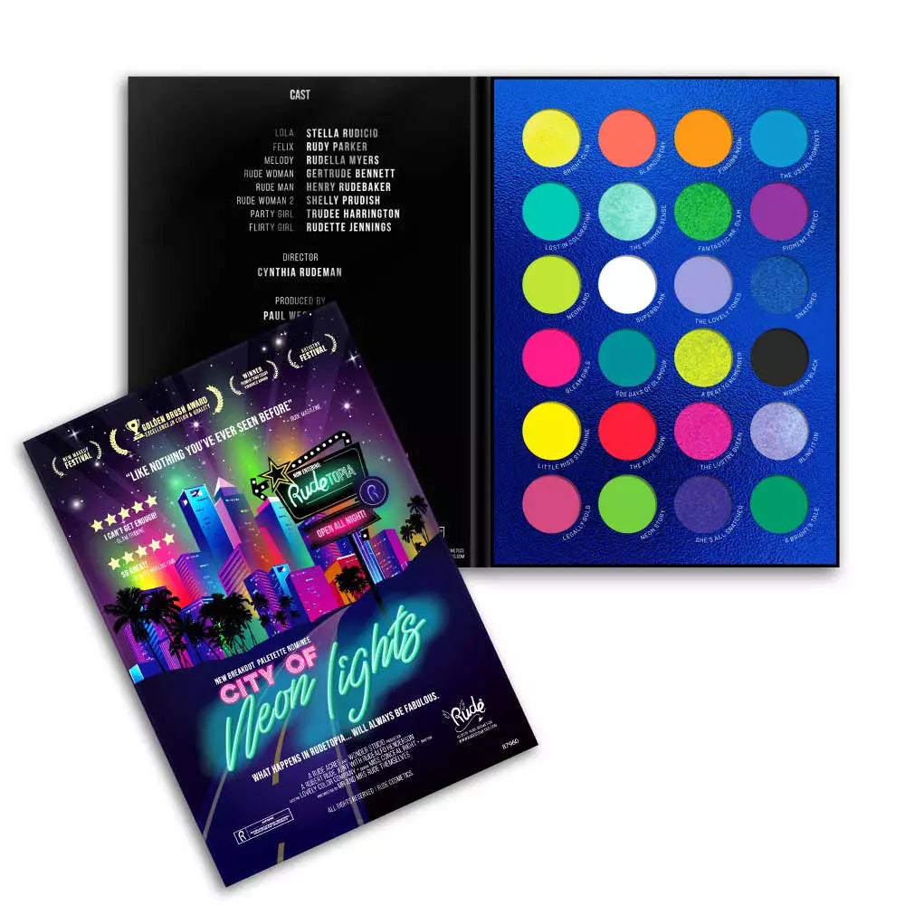 Rude City of Neon Lights - 24 Vibrant Pigment & Eyeshadow Palette| Makeupstash Pakistan